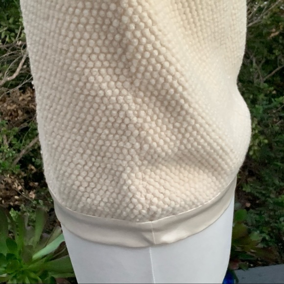 KORA RAE Sweater Satin Trim Hem, Neck and Sleeve Ivory EUC - Picture 6 of 11